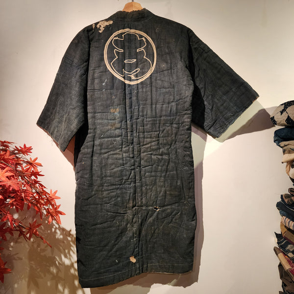 Antique 1930s Indigo Pre-War Boro Kogashira Japanese Fireman