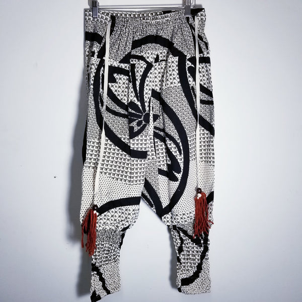 White Samurai Crest Ninja Pants