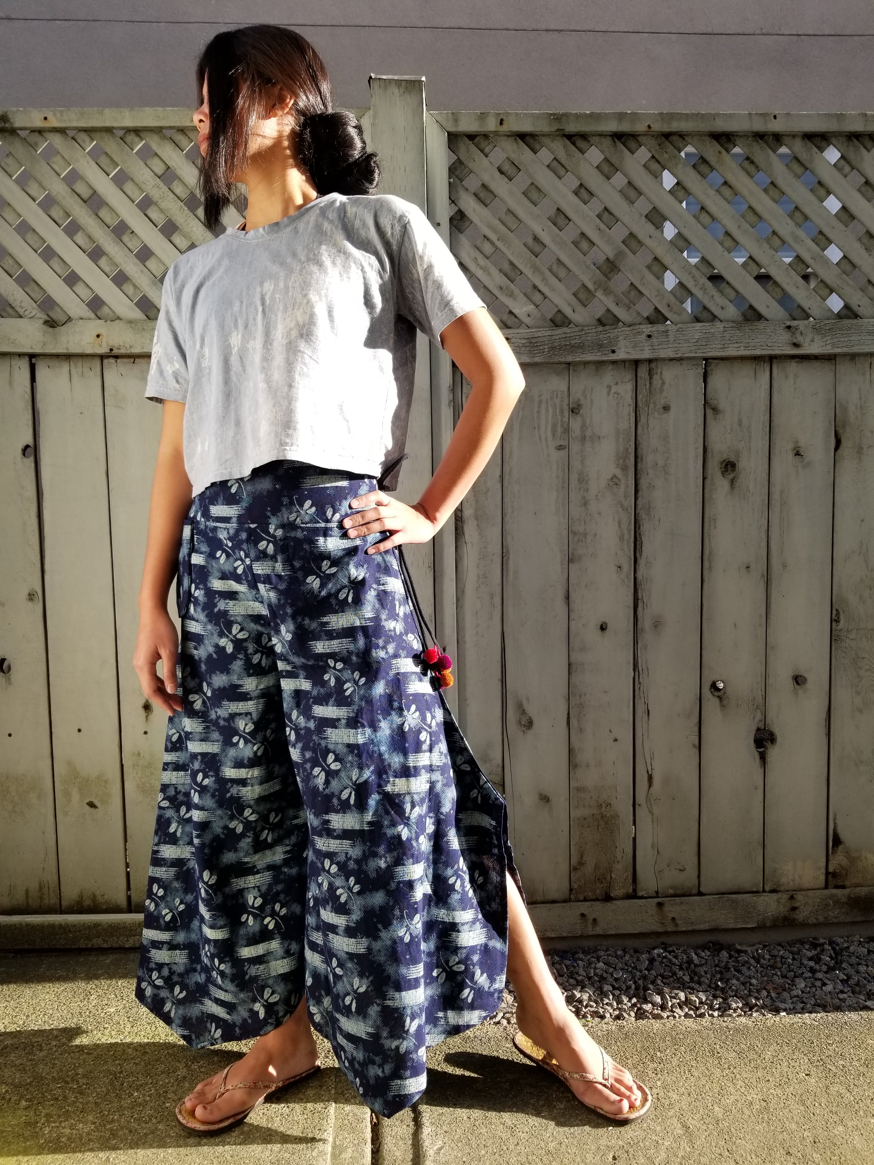 Indigo Blue Dragonflies Wide leg Pants - Siamurai