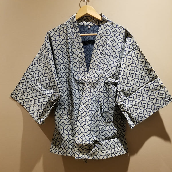 Indigo Hanabishi crest on cloisonne Noragi Kimono (M) - Siamurai