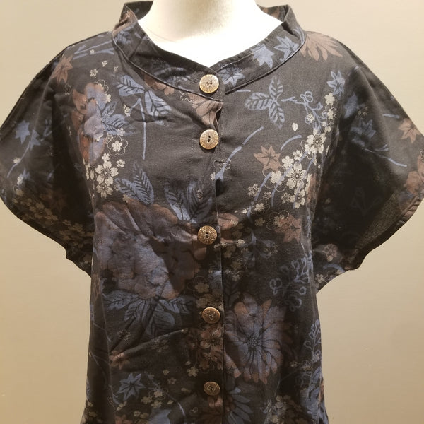 Flower Pattern With Short Sleeves - Siamurai