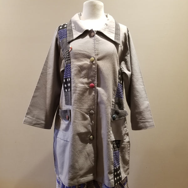 Gray With Patchwork Long Sleeve - Siamurai