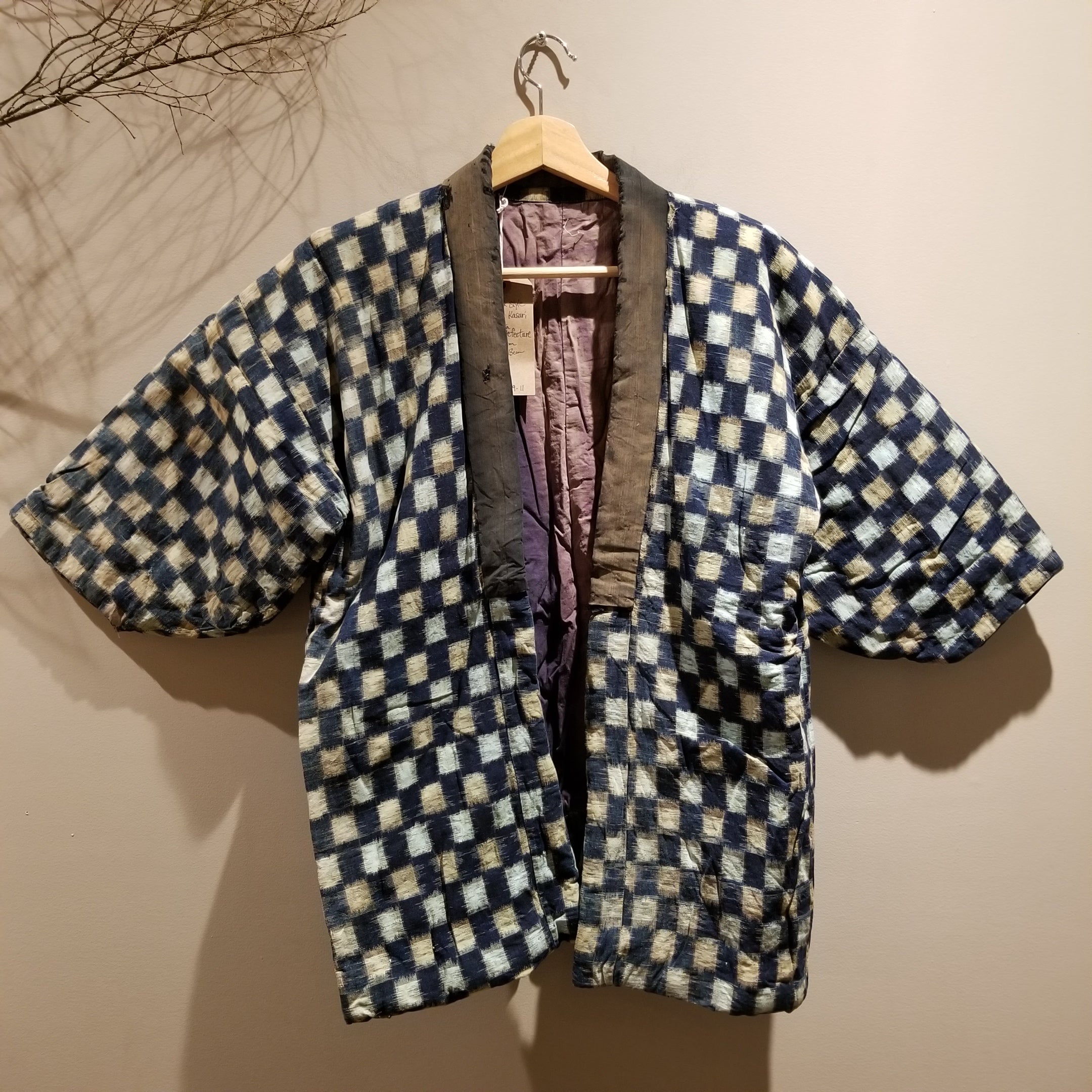 Kasuri Ikat Folk Style Haori Jacket from mid century Siamurai