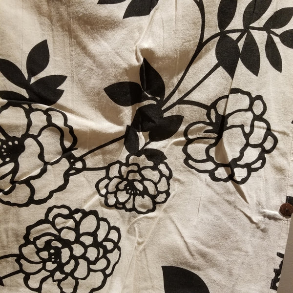 White Flower Pattern Samurai Pants Waist Tied - Siamurai